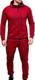 Men's 2 Pieces Tracksuits Running Jogging Athletic Casual Outfits Suit Solid Full Zip Sports Hooded Pants Sweatsuits (size: M)