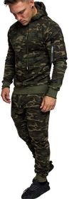 Men's Camouflage 2 Piece Sweatsuits Hoodie Jogging Athletic Tracksuit Sets (Color: CAMO2-L)