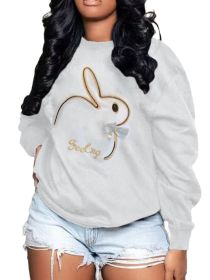 Plus Size Embroidery O Neck Long Sleeve Sweatshirts Top (size: XXXL)