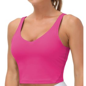 Womens' Sports Bra Longline Wirefree Padded with Medium Support (Color: Rose)