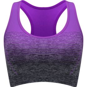 1pc/2pcs/3pcsMedium Support Two Tone Racer Back Sports Bra, Fitness Workout Running Yoga Bra (Color: Purple)