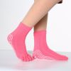 1pair Rainbow Color Non-slip Towel Bottom Yoga Socks, Cozy 5 Toes Split Knitted Calf Crew Socks, Women's Yoga Socks