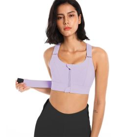 Women Sports Bras Tights Crop Top Yoga Vest Front Zipper Plus Size Adjustable Strap Shockproof Gym Fitness Athletic Brassiere (Color: E77-5)