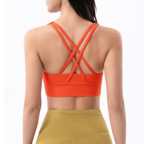 Nylon Top Women Bra Sexy Top Woman Breathable Underwear Women Fitness Yoga Sports Bra For Women Gym 22 Colors (Color: orange)