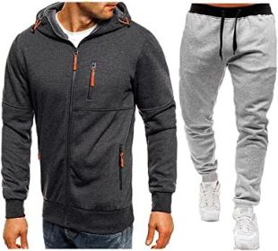 Mens 2 Piece Tracksuit Zipper Cardigan Hoodie Pants Sport Suit Running Jogging Athletic Casual Tracksuit Set (size: XL)