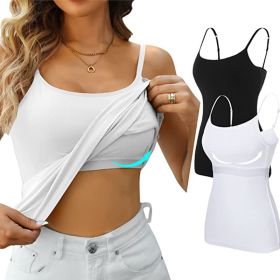 Womens Camisole Sleeveless Cami Vest Top Yoga Tank Tops (Color: White)