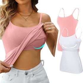 Womens Camisole Sleeveless Cami Vest Top Yoga Tank Tops (Color: Pink)