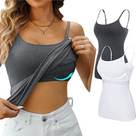 Womens Camisole Sleeveless Cami Vest Top Yoga Tank Tops (Color: grey)