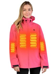 Heated Jacket for Women, ANTARCTICA GEAR Winter Coat with 12V 16000mAh Battery Pack, Soft Shell Heating Hood Jacket (Color: Pink)