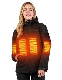 Heated Jacket for Women, ANTARCTICA GEAR Winter Coat with 12V 16000mAh Battery Pack, Soft Shell Heating Hood Jacket (Color: BLACK)