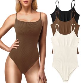 3 PACK Sleeveless Bodysuit for Women Adjustable Spaghetti Strap Jumpsuits (size: S)